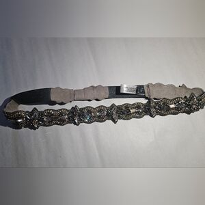 Deepa Gurnani Crystal Embellished Skinny Belt Elastic S/M Boho Glam Statement